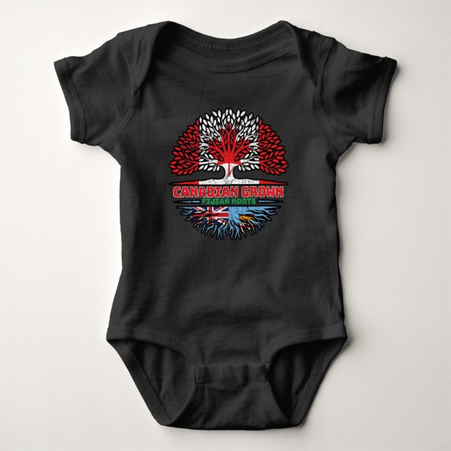 Fiji Fijian Canadian Canada Tree Roots Flag Baby Bodysuit (Front)
