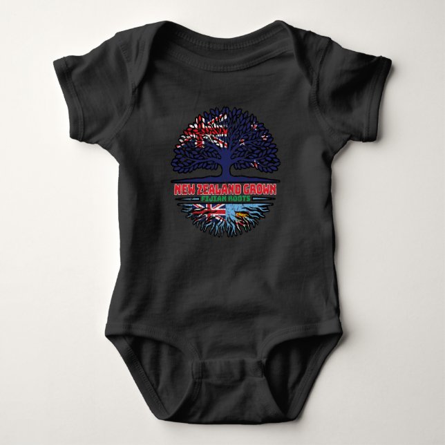 Fiji Fijian New Zealander New Zealand Tree Roots Baby Bodysuit (Front)