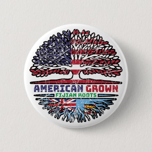 Fiji Fijian US American USA United States Tree Button (Front)