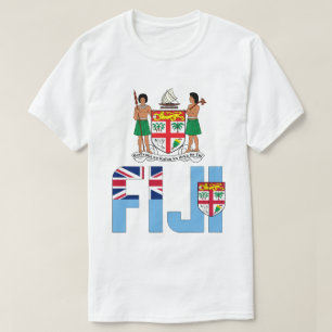 Fiji Flag and Coat Of Arms Patriotic T-Shirt