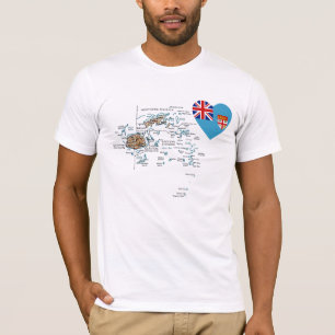 Fiji Flag Heart and Map T-Shirt