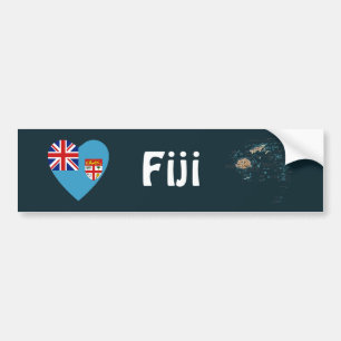 Fiji Flag Heart + Map Bumper Sticker
