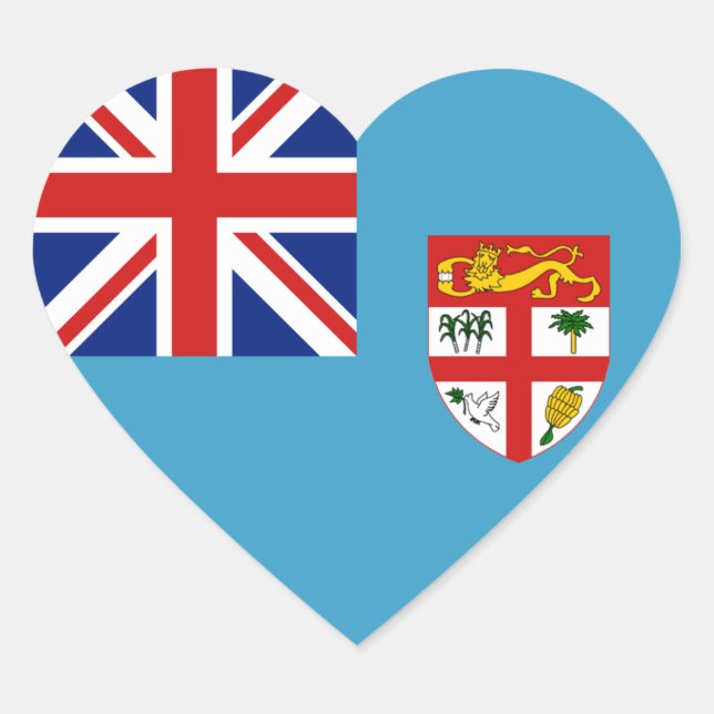 Fiji Flag Heart Sticker (Front)