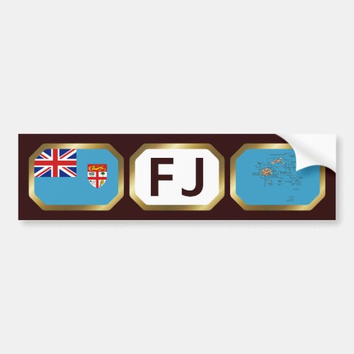 Fiji Flag Map Code Bumper Sticker