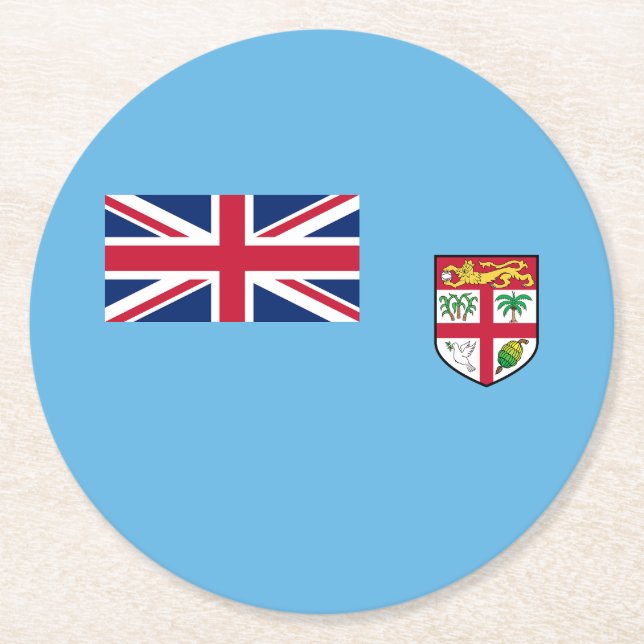 Fiji Flag Round Paper Coaster (Front)