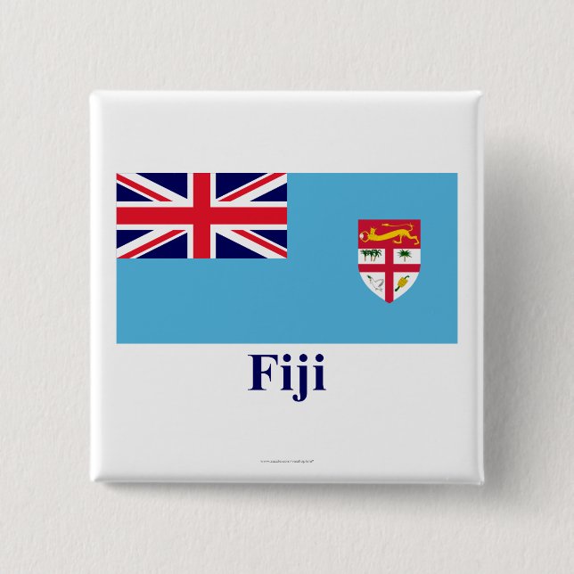 Fiji Flag with Name Pinback Button (Front)