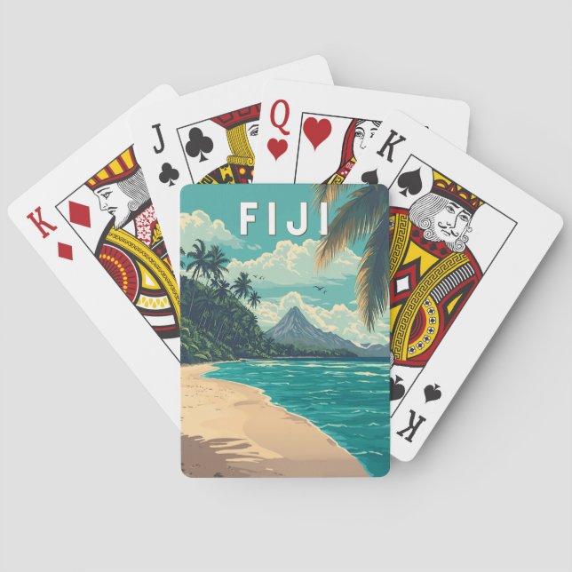 Fiji Illustration Travel Art Vintage Poker Cards (Back)