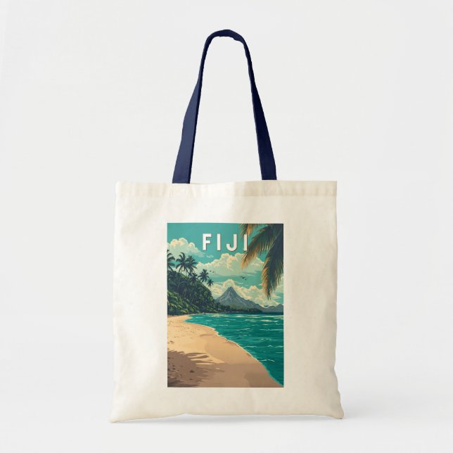 Fiji Illustration Travel Art Vintage Tote Bag (Front)