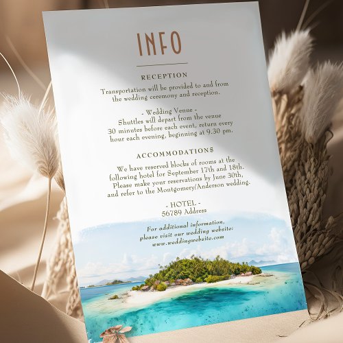 Fiji Island Destination Insert INFO Details Invitation