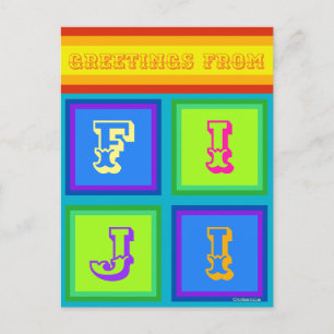 Fiji Islands Oceania colorful vacation Postcard