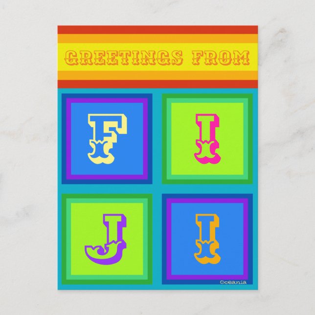 Fiji Islands Oceania colorful vacation Postcard (Front)