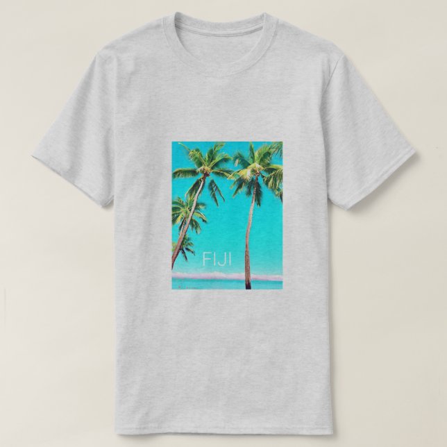 Fiji Islands Summer coconut palm trees travel T-Shirt (Design Front)