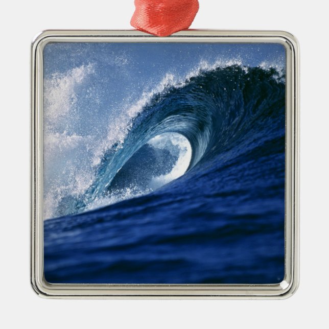 Fiji Islands, Tavarua, Cloudbreak. A wave Metal Ornament (Front)