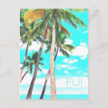 Fiji Islands tropical coconut palm trees travel Postcard