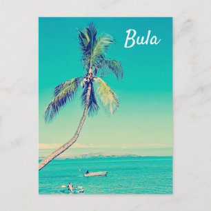 Fiji Islands vintage coconut palm trees travel Postcard