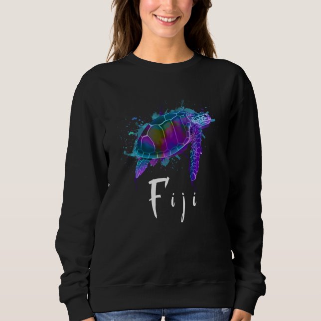 Fiji Islands Watercolor Turtle Fiji Souvenir Sweatshirt (Front)