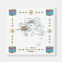 Fiji Map + Flags Magnet