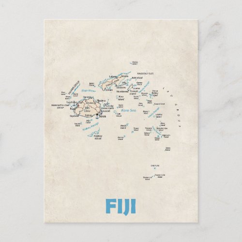 Fiji map postcard