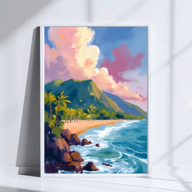 Fiji Mountains Coastline Travel Painting Poster (Creator Uploaded)