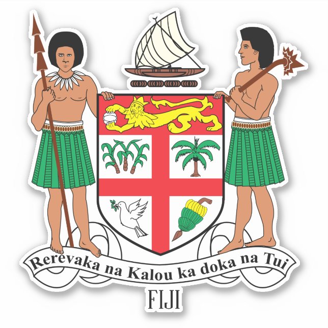 Fiji National Coat Of Arms Patriotic Sticker (Front)