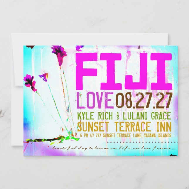 FIJI ONE Destination Invitation Blank Back (Front)
