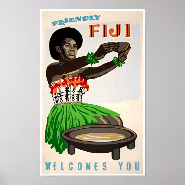 Fiji Restored Vintage Travel Poster (Front)