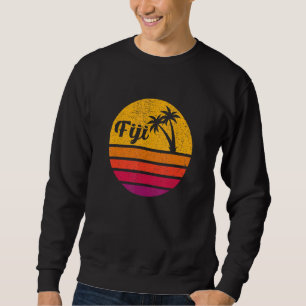 Fiji Retro Style 70s 80s Vintage Palm Tree Sunset Sweatshirt
