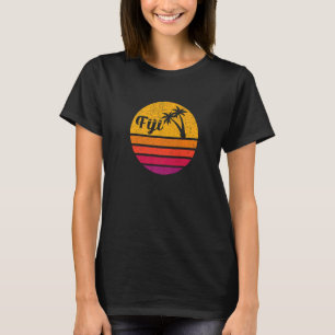 Fiji Retro Style 70s 80s Vintage Palm Tree Sunset T-Shirt