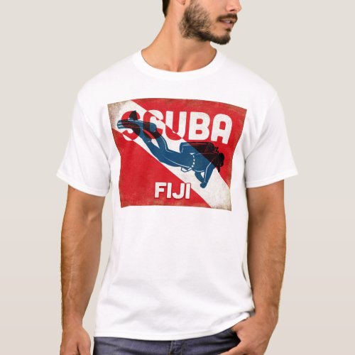 Fiji Scuba Diver _ Blue Retro T_Shirt