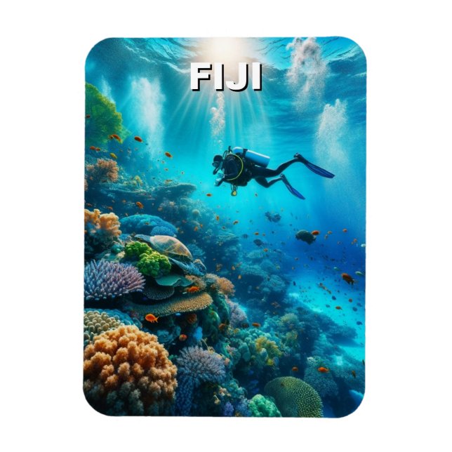 Fiji Scuba Diver Diving Magnet (Vertical)