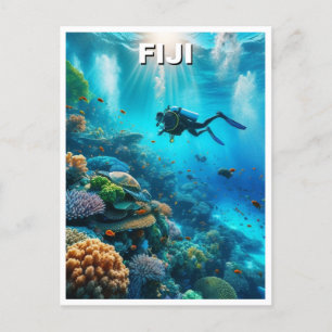 Fiji Scuba Diver Diving Postcard