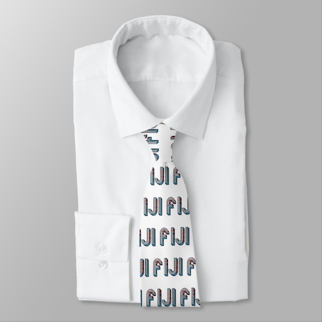 Fiji South Pacific Country Flag Typography Tie (Tied)