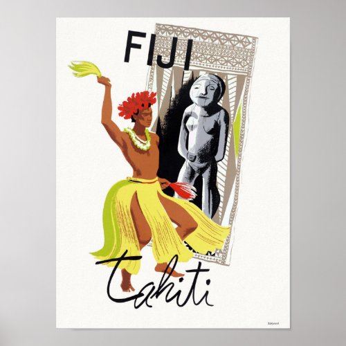 Fiji Tahiti Vintage Poster