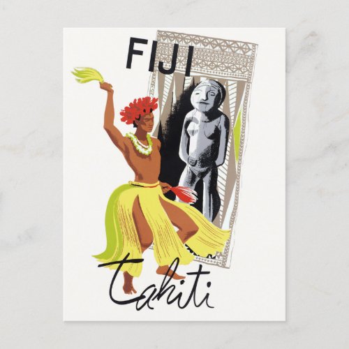 Fiji Tahiti Vintage Poster Postcard