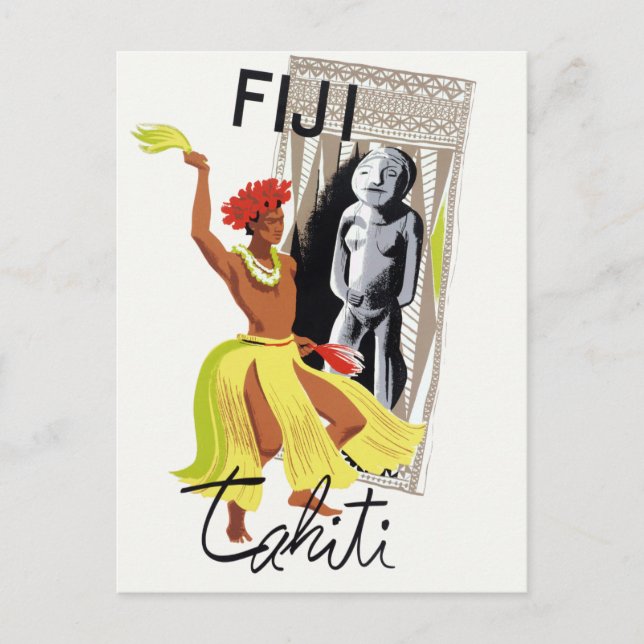 Fiji Tahiti Vintage Poster Postcard (Front)