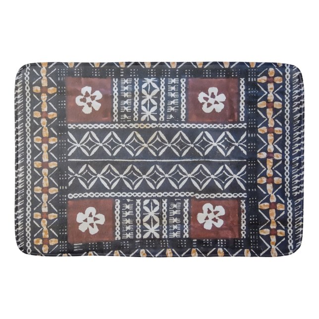Fiji Tapa Cloth Print Bath Mat (Front)