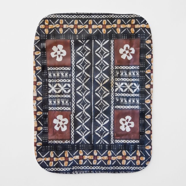 Fiji Tapa Cloth Print Burp Cloth (Front)