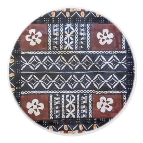 Fiji Tapa Cloth Print Ceramic Knob