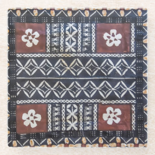 Fiji Tapa Cloth Print Glass Coasters