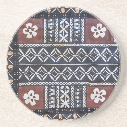 Fiji Tapa Cloth Print Sandstone Coasters