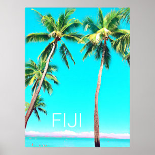 Fiji tropical coconut palm trees travel print