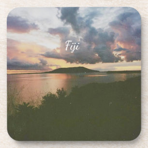 Fiji Tropical Island Flexible Photo Magnet Beverage Coaster