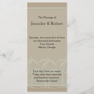 Fiji: Tropical Palm Trees in Taupe Wedding Program