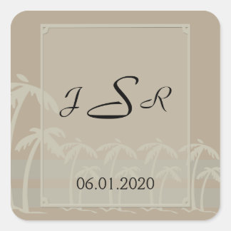 Fiji: Tropical Palm Trees Monogram Sticker