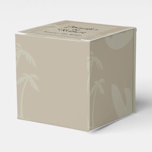 Fiji: Tropical Palm Trees Wedding Favor Boxes (Front Side)