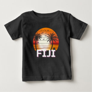 Fiji Vintage Palm Trees Summer Beach Baby T-Shirt