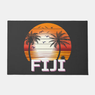 Fiji Vintage Palm Trees Summer Beach Doormat