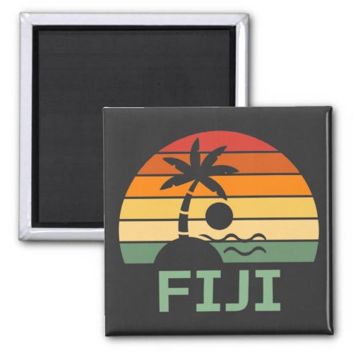 Fiji Vintage Palm Trees Summer Beach Magnet