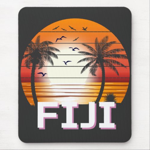 Fiji Vintage Palm Trees Summer Beach Mouse Pad