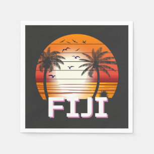 Fiji Vintage Palm Trees Summer Beach Napkins